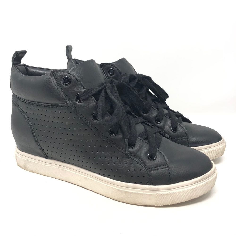 Steve Madden Latte Black Leather High Top Sneakers